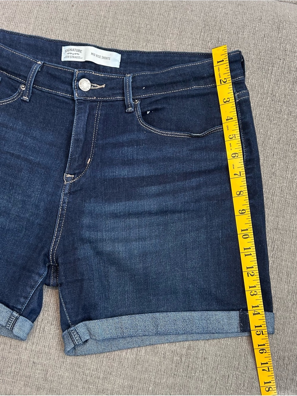 Signature by Levi Strauss Dark Blue Rolled Hem Denim Shorts - Picture 3 of 8